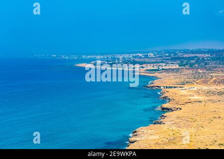 Vue aérienne d'Ayia Napa depuis le parc national du Cap Greco Sur Chypre Banque D'Images