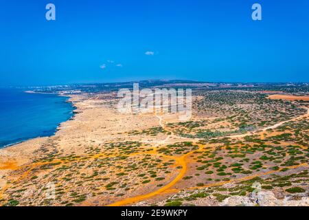 Vue aérienne d'Ayia Napa depuis le parc national du Cap Greco Sur Chypre Banque D'Images