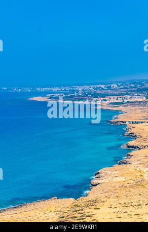 Vue aérienne d'Ayia Napa depuis le parc national du Cap Greco Sur Chypre Banque D'Images