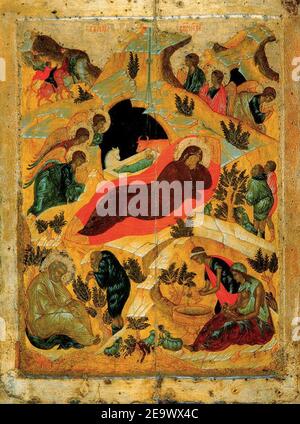 Nativité (15e c., GTG). Banque D'Images