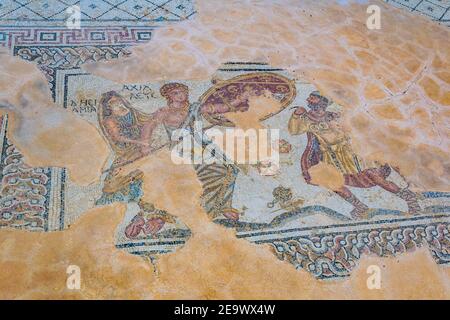 Mosaïques à la maison Gladioators de l'ancien Kourion sur Chypre Banque D'Images