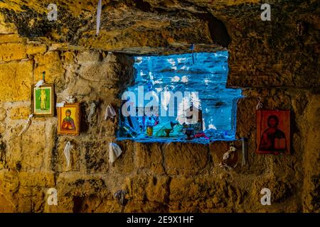 Catacombes d'Agia Solomoni à Paphos, Chypre Banque D'Images