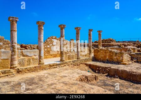 Ruines de la maison de Theseus au parc archéologique de Paphos sur Chypre Banque D'Images