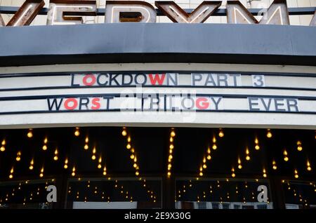 everyman cinéma muswell hill lockdown partie 3 la pire trilogie jamais signez londres angleterre Royaume-Uni Banque D'Images