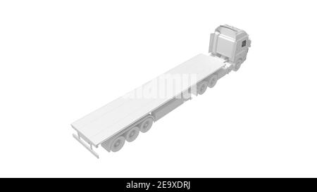 Camion semi-remorque à rendu 3D isolée sur fond blanc. Banque D'Images