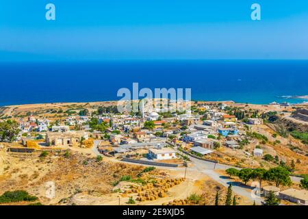 Vue aérienne du village de Kaplica dans le nord de Chypre Banque D'Images