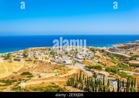 Vue aérienne du village de Kaplica dans le nord de Chypre Banque D'Images