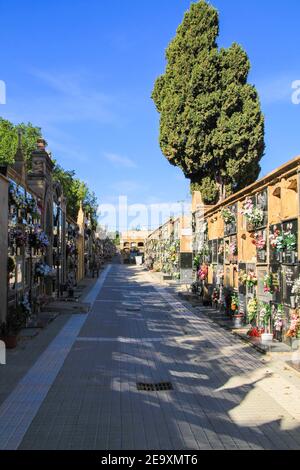 Elche, Espagne - 26 janvier 2021 : ancien cimetière d'Elche intégré à la route des cimetières européens importants Banque D'Images