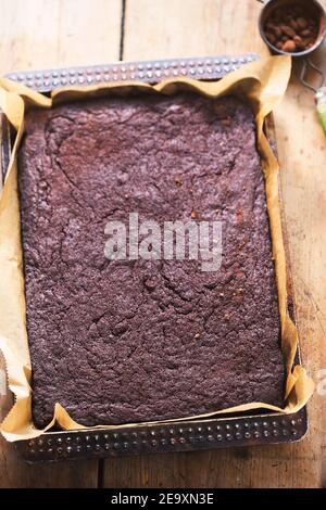 Brownies au chocolat noir et au cacao Banque D'Images