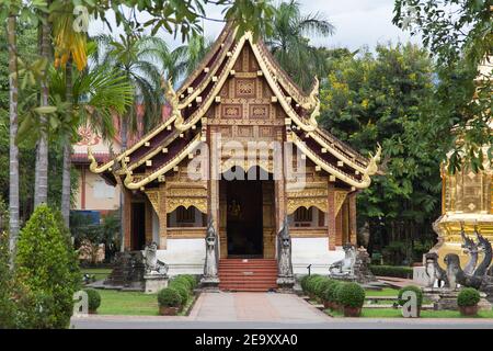 Wihan Lai Kham, maison du Phra Buddha Singh, à Wat Phra Singh, Chiang Mai, Thaïlande. Banque D'Images