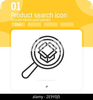 signe vecteur de recherche de produit avec style de ligne isolé sur fond blanc. Illustration vectorielle package icône symbole symbole concept d'icône pour Web, ui, ux Illustration de Vecteur