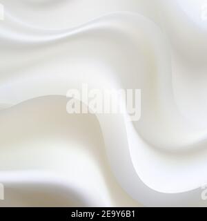 Tissu froissé blanc ou vague de liquide. Soie de grunge. Plis ondulés. La texture du matériau satiné. Papier peint élégant. Arrière-plan abstrait. Banque D'Images