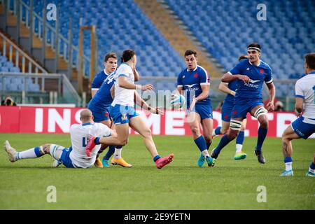 Rome, Italie. 06e février 2021. Arthur Vincent (France) lors du match de rugby de championnat de six Nations 2021 entre l'Italie et la France le 6 janvier 2021 au Stadio Olimpico à Rome, Italie - photo Nderim Kacili / DPPI / LM crédit: Gruppo Editoriale LiveMedia/Alay Live News Banque D'Images