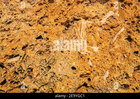 La texture de grès de près. plage de benagil au Portugal Banque D'Images