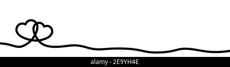 Coeurs calligraphiques. Décoration simple ligne fine dessinée à la main. Illustration simple à vecteur plat. Illustration de Vecteur