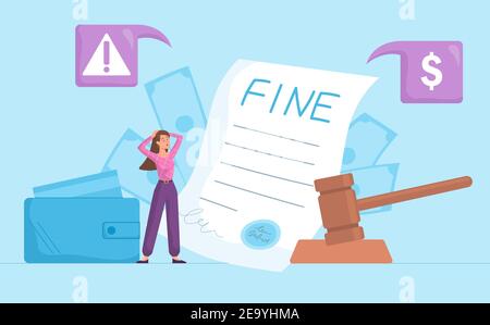 Paiement d'une amende avec document légal Illustration de Vecteur
