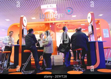 Vues générales et ambiances de la 39e édition du marché international de la musique, MIDEM 2005, qui s'est tenue au Palais du Festival à Cannes, dans le sud de la France, le 23 janvier 2005. Photo de Gerald Holubowicz/ABACA. Banque D'Images