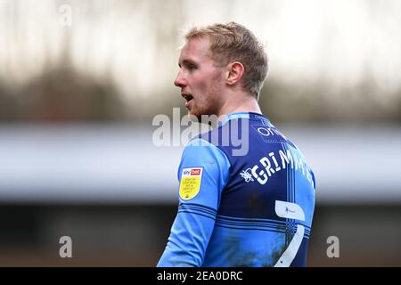 HIGH WYCOMBE, ANGLETERRE. 6 FÉVRIER : David Wheeler de Wycombe Wanderers lors du match de championnat Sky Bet entre Wycombe Wanderers et la forêt de Nottingham à Adams Park, High Wycombe le samedi 6 février 2021. (Credit: Jon Hobley | MI News) Credit: MI News & Sport /Alay Live News Banque D'Images