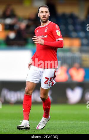 HIGH WYCOMBE, ANGLETERRE. 6 FÉVR. : Glenn Murray (25) de la forêt de Nottingham lors du match de championnat Sky Bet entre Wycombe Wanderers et la forêt de Nottingham à Adams Park, High Wycombe le samedi 6 février 2021. (Credit: Jon Hobley | MI News) Credit: MI News & Sport /Alay Live News Banque D'Images