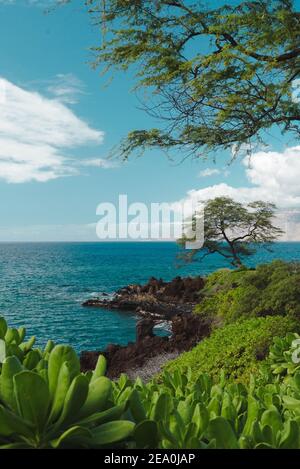 Vue sur l'océan depuis Wailea, Maui, Hawaii Banque D'Images