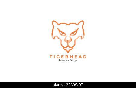 ligne simple tête moderne tigre animal logo symbole de vecteur icône illustration de la conception graphique Illustration de Vecteur