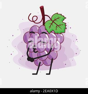 Une illustration du joli personnage de la mascotte aux fruits du raisin violet Illustration de Vecteur