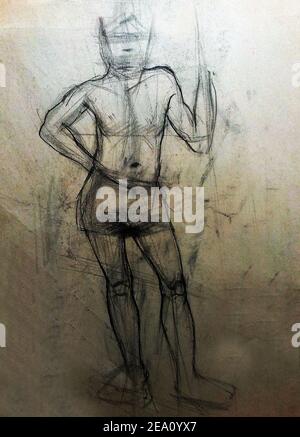 Art ,dessin ,Fine art ,rapide ,structure, esquisse ,muscle, homme Banque D'Images