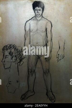 Art ,dessin ,Fine art ,rapide ,structure, esquisse ,muscle, homme Banque D'Images