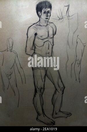 Art ,dessin ,Fine art ,rapide ,structure, esquisse ,muscle, homme Banque D'Images