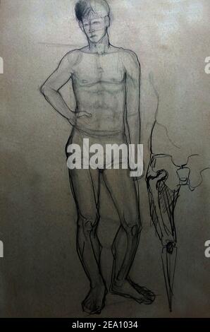 Art ,dessin ,Fine art ,rapide ,structure, esquisse ,muscle, homme Banque D'Images