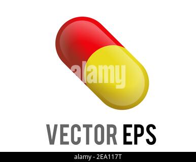 Le vecteur isolé moitié rouge moitié jaune capsule de l'icône de pilule médicale, utilisé pour le contenu concernant la santé, la médecine et les professions connexes types de d Illustration de Vecteur