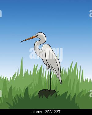 Illustration du matériel de grue , oiseau debout sur l'illustration du vecteur de roche Illustration de Vecteur