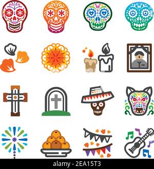 jour de la fête des morts et célébrer ensemble d'icônes, vecteur et illustration Illustration de Vecteur