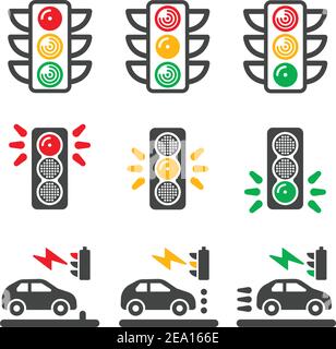 icône de feu de circulation définie Illustration de Vecteur