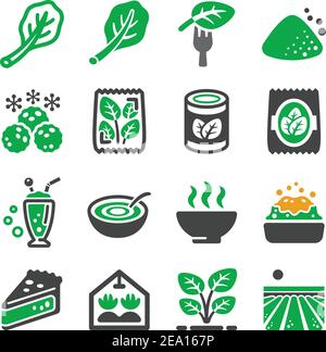 ensemble d'icônes aux épinards Illustration de Vecteur