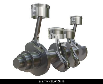 Vilebrequin en métal et 4 pistons avec bielles Banque D'Images