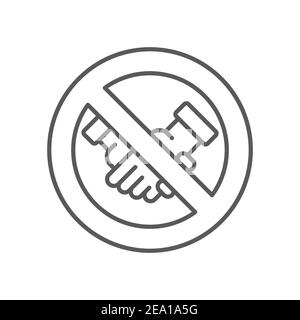 Pas d'icône de poignée de main, couleur, ligne, signe vectoriel de contour, pictogramme de style linéaire isolé sur blanc. Symbole, illustration du logo Illustration de Vecteur