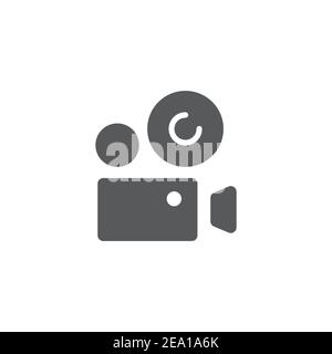 Icône de caméra film, couleur, ligne, vecteur de contour, pictogramme linéaire isolé sur blanc. Symbole, illustration du logo Illustration de Vecteur