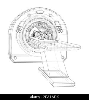 Patiente allongée sur un scanner CT ou IRM. Vecteur Illustration de Vecteur