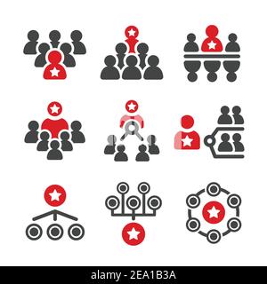 ensemble d'icônes leader,groupe,organisation Illustration de Vecteur