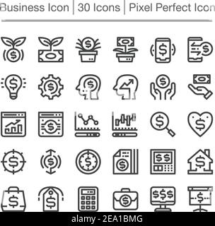 icône de ligne d'entreprise et de finance, contour modifiable, icône pixel perfect Illustration de Vecteur