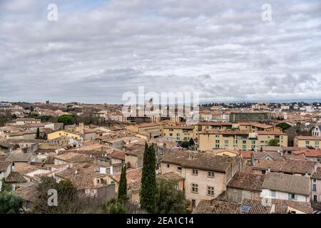 Vue panoramique sur la ville de Carcassonne en Occitanie, France. Département Aude Banque D'Images