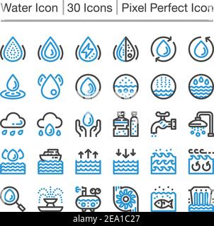 icône de ligne d'eau, contour modifiable, icône pixel perfect Illustration de Vecteur