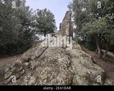 Sant' Antonio al Mesco ruines d'un couvent d'église: Les moines ont été chargés de signaler à Monterosso approche des navires de pirate Banque D'Images