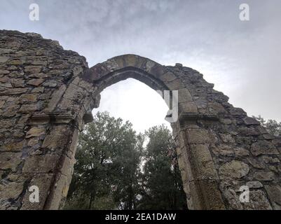 Sant' Antonio al Mesco ruines d'un couvent d'église: Les moines ont été chargés de signaler à Monterosso approche des navires de pirate Banque D'Images