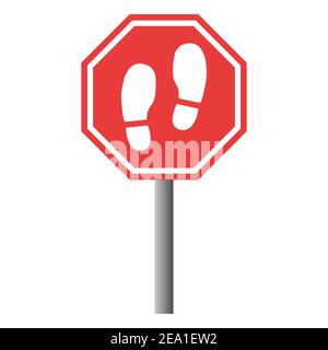 Aucun signe de chaussures isolé sur fond blanc. Symbole de vecteur d'avertissement. Illustration graphique . Illustration de Vecteur