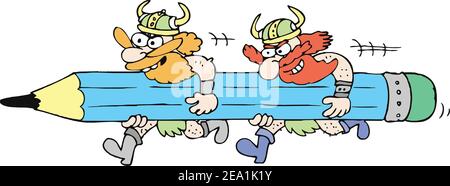 vikings courir avec un crayon Illustration de Vecteur