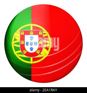 Boule lumineuse en verre avec drapeau du Portugal. Sphère ronde, icône de modèle. Symbole national portugais. Boule brillante réaliste, vecteur abstrait 3D Illustration de Vecteur