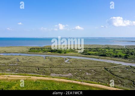 Réserve naturelle nationale de Leigh on Sea, vue aérienne des marais Dans l'Essex Banque D'Images