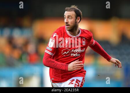 HIGH WYCOMBE, ANGLETERRE. 6 FÉVR. : Glenn Murray (25) de la forêt de Nottingham lors du match de championnat Sky Bet entre Wycombe Wanderers et la forêt de Nottingham à Adams Park, High Wycombe le samedi 6 février 2021. (Credit: Jon Hobley | MI News) Credit: MI News & Sport /Alay Live News Banque D'Images